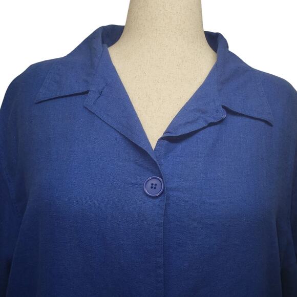 Kathie Lee Collection Women’s XL Linen Cardigan Blue Button-Up Lightweight Top - Picture 4 of 9